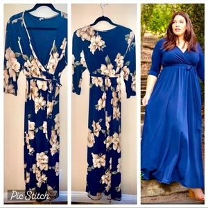 Pink blush floral maxi wrap dress